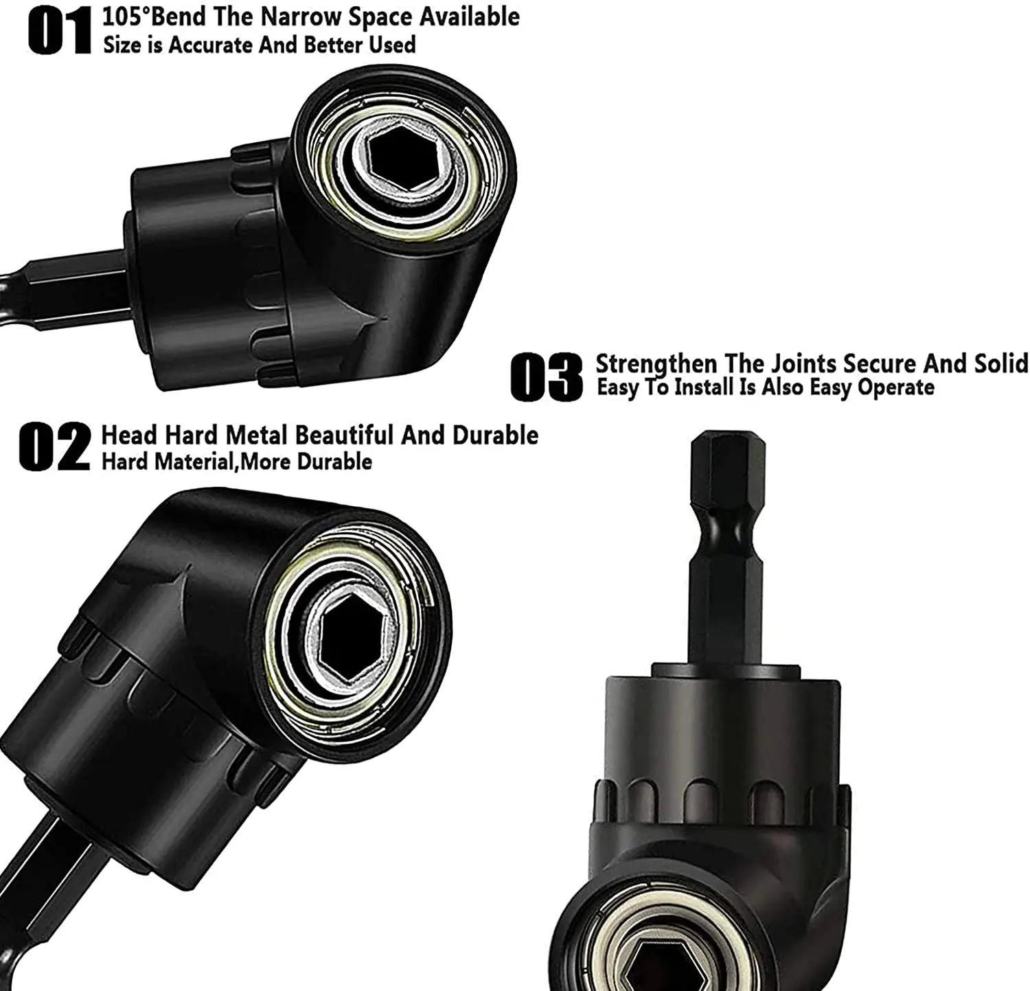 Description Picture 6 of itemPower Drill Sockets Adapter Sets, Rotatable Universal Joint Swivel  Impact Square Drive Adaptor Screwdriver Bit