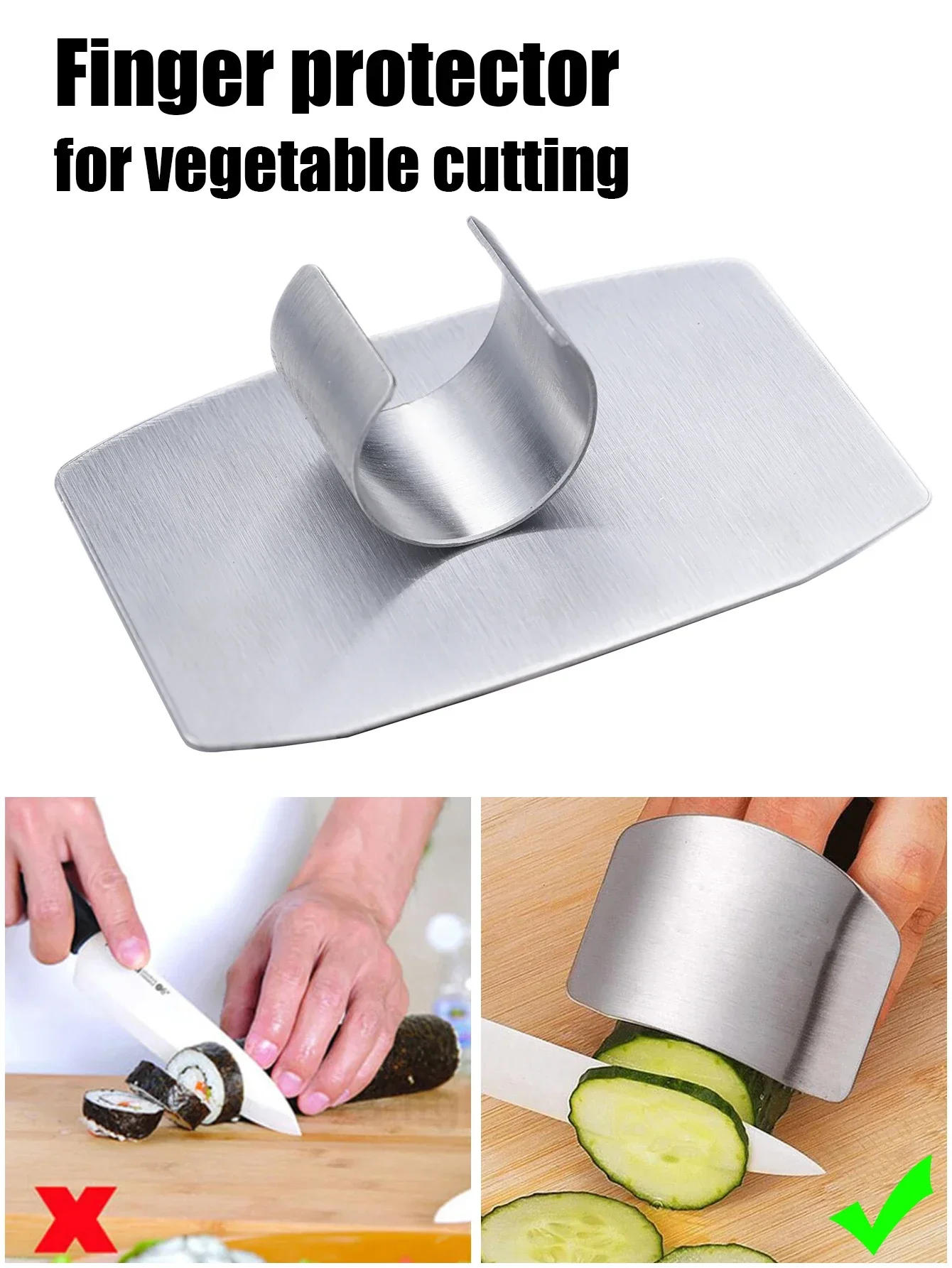 Description Picture 5 of itemStainless Steel Finger Guard Safety Vegetable Cutter Hand Guard Tool Kitchen Cut Finger Protector Kitchen Tool Accessories