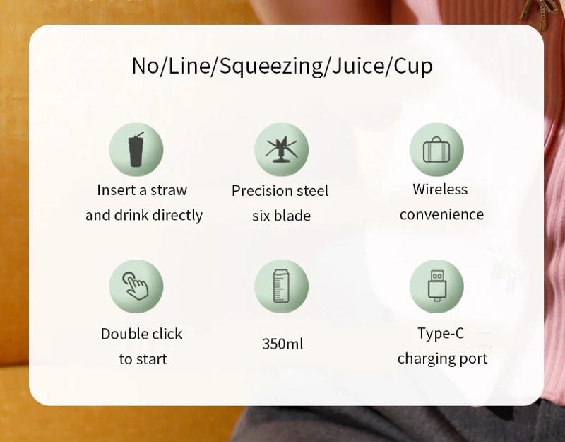 Description Picture 3 of itemNew Compact, Lightweight, and Convenient K5 Wireless Juice Cup - Rechargeable Mini Juicer - Portable Multifunctional Blender for