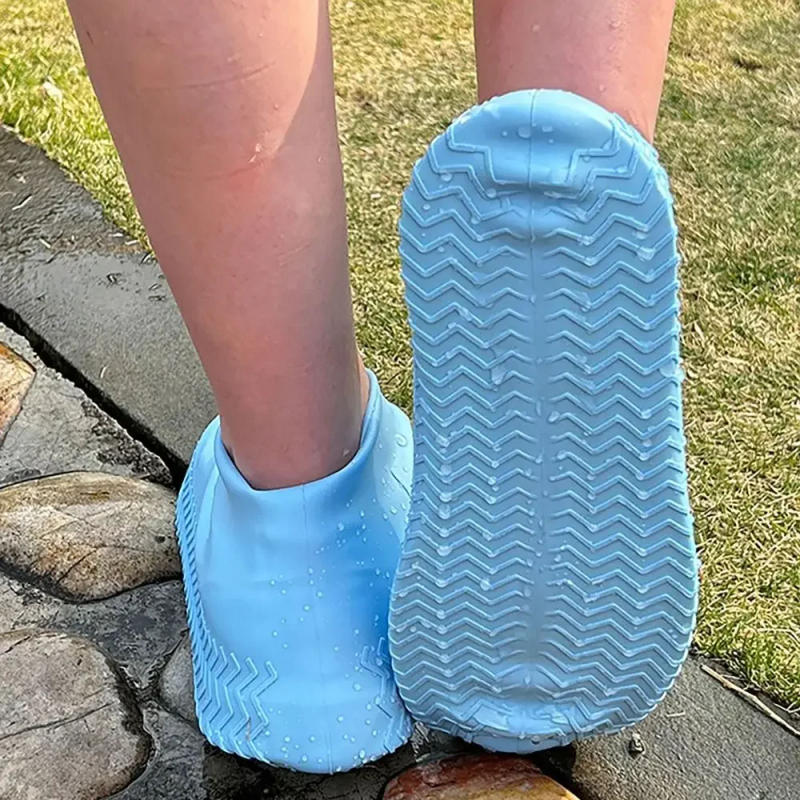 Description Picture 5 of item1 Pair Non-Slip Shoe Covers Reusable Elastic Waterproof Overshoes Latex Thickened Rain Boots Outdoor