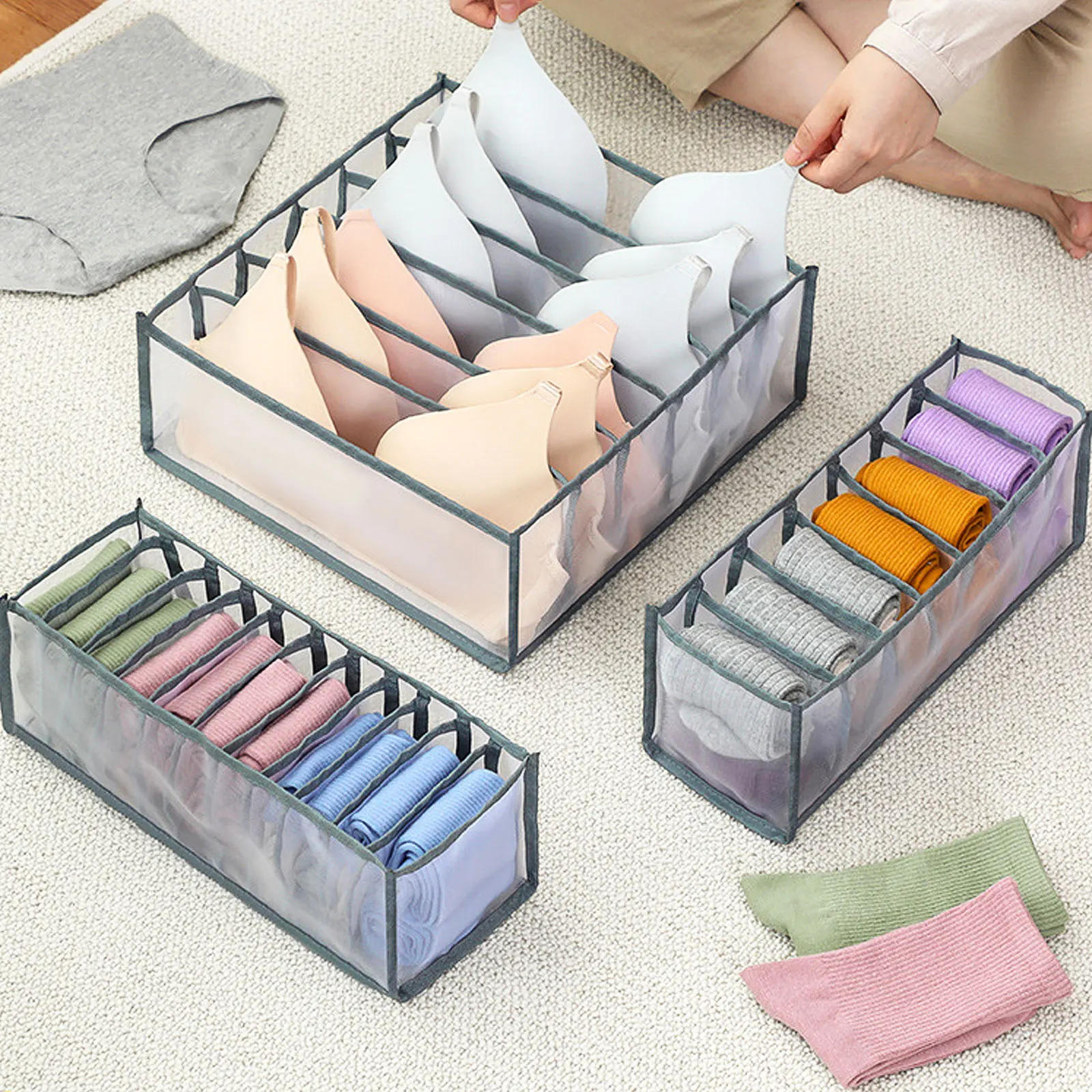 Description Picture 2 of itemCloset Organizer Underwear Organizer For Wardrobe Clothes Organizers Cabinets Drawer Organizers Bra Socks Storage Organizer Box
