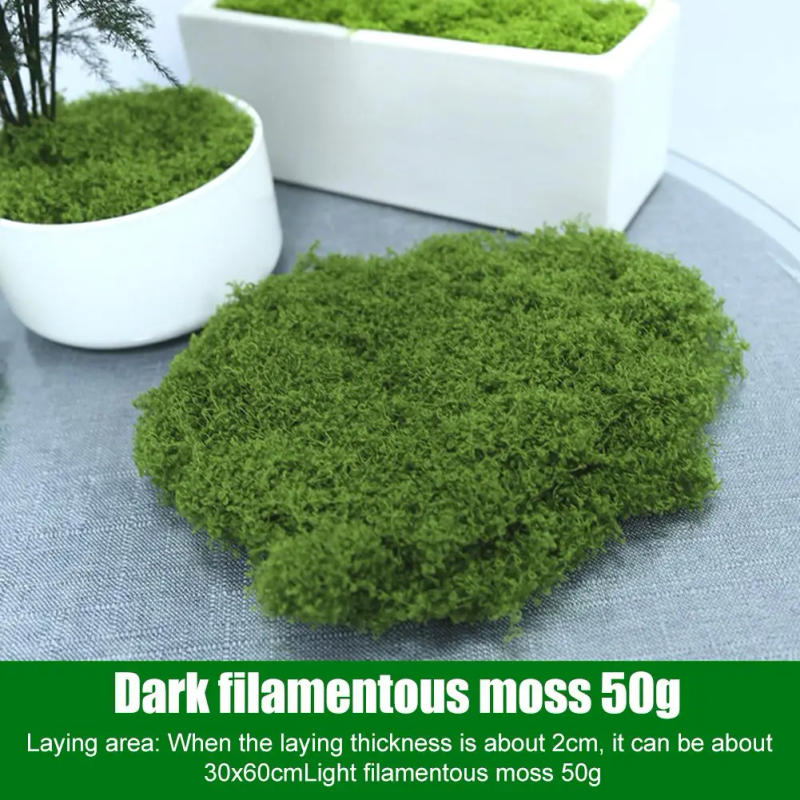 Description Picture 2 of item30/50g Fake Moss Artificial Green Moss For Potted Plants Fairy Garden Accessories Home Garden Lawn Floor Ornament Landscape Deco