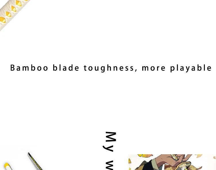 Description Picture 5 of item104cm Demon Slayer Katana Swords Anime Cosplay Durable Bamboo Agatsuma Zenitsu Rengoku Kyoujurou Sword Weapon Home Decoration