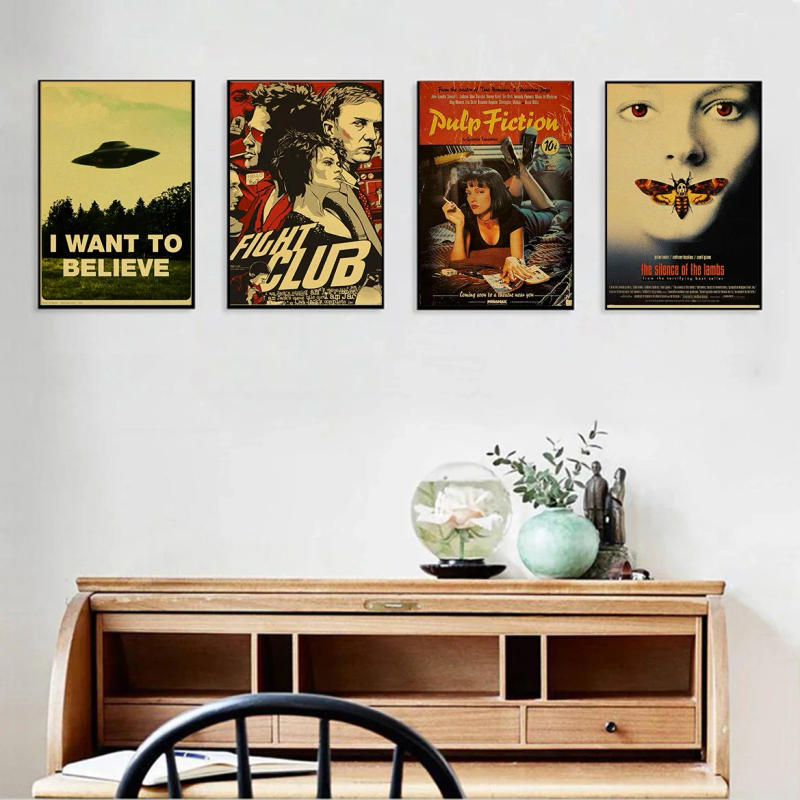 Description Picture 3 of itemClassic Movie Posters Old Film Pulp Fiction Back To The Future Kill Bill Retro Kraft Paper Vintage Room Decor Art Wall Painting