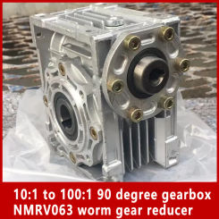 10:1 to 100:1 90 degree gearbox NMRV063 worm gear reducer with oil seal Input hole 14mm/19mm/24mm Output hole diameter 25mm