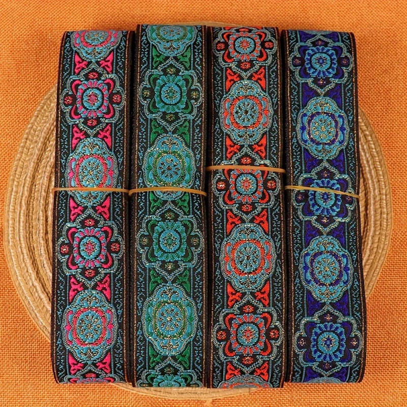 Description Picture 2 of item3.3cm Ethnic Geometric Jacquard Ribbon Woven Lace Trim Webbing Tape For Garment DIY Sewing Projects