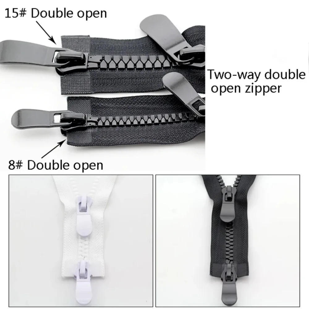 Description Picture 4 of item8# 15# Double Open Zipper Single Open Resin Zipper For Down Jacket Coat Open-end Long Zip DIY Sewing Crafts 70/80/90/100/cm