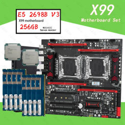 HUANANZHI X99 T8D Motherboard Set Dual CPU with E5 2698BV3 DDR3 256GB 1866MHz Support M.2 NVME NGFF USB3.0 Server Mainboard