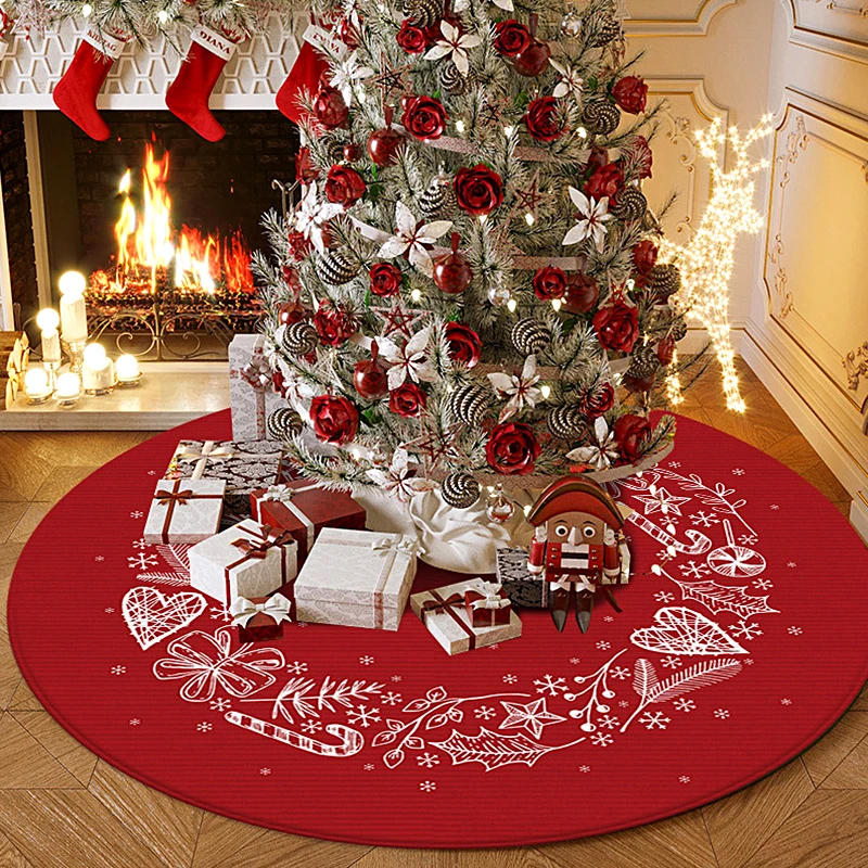 Description Picture 5 of item40/60/80/100CM Cartoon Christmas Tree Skirt Crafts Tree Surround Base Set Merry Christmas Decorations for Home Xmas Ornaments