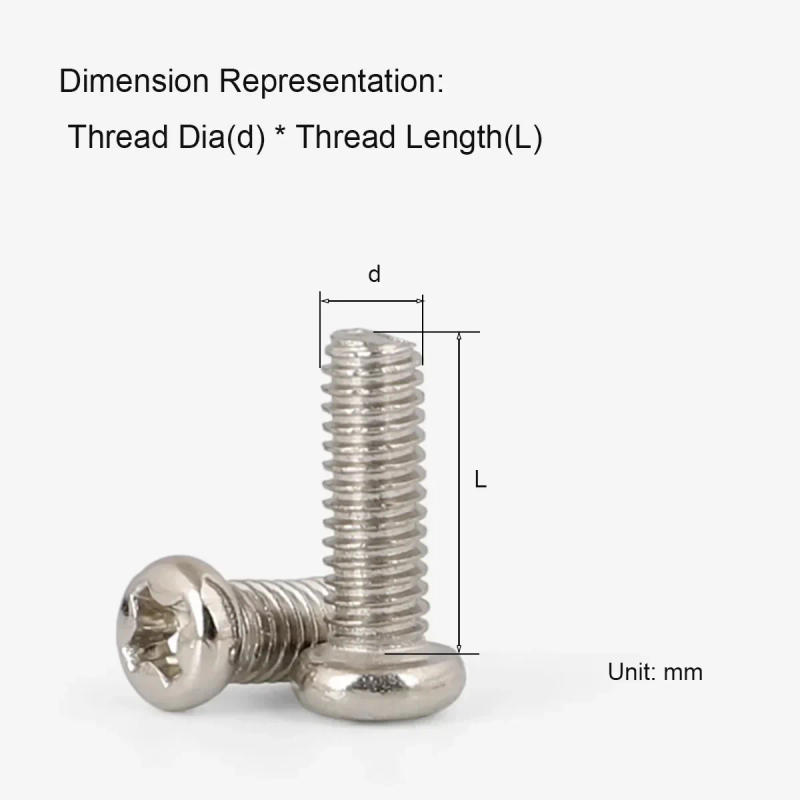 Description Picture 3 of itemNickel Plated Pm Cross Groove Round Head Screw Pan Head Digital Mechanical Bolt M1.2M2M2.5M3M4