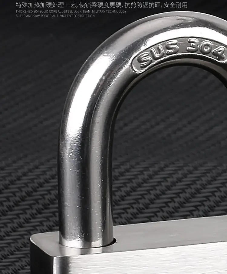 Description Picture 4 of item304 Stainless Steel Padlock with the same key Cabinet Outdoor Lock Furniture Lock Waterproof Rust-Proof Door Lock with 1 key