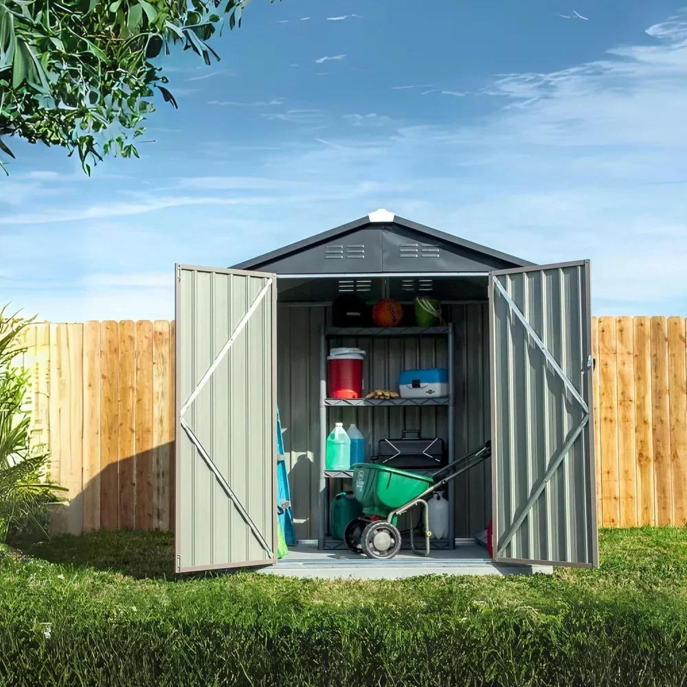 Description Picture 2 of itemStorage Shed, 6X4 Outdoor Galvanized Steel Storage Shed W/Lockable Door for Backyard or Patio Supplies, Sheds & Storage