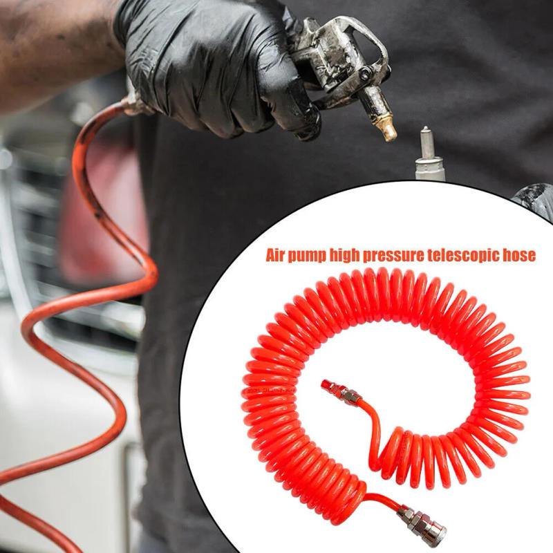 Description Picture 2 of item1pc PU Pneumatic Hose With Connectors 8x5mm Air Compressor Hose Pneumatic Telescopic Spring Tube 3 Meters Long Hardware