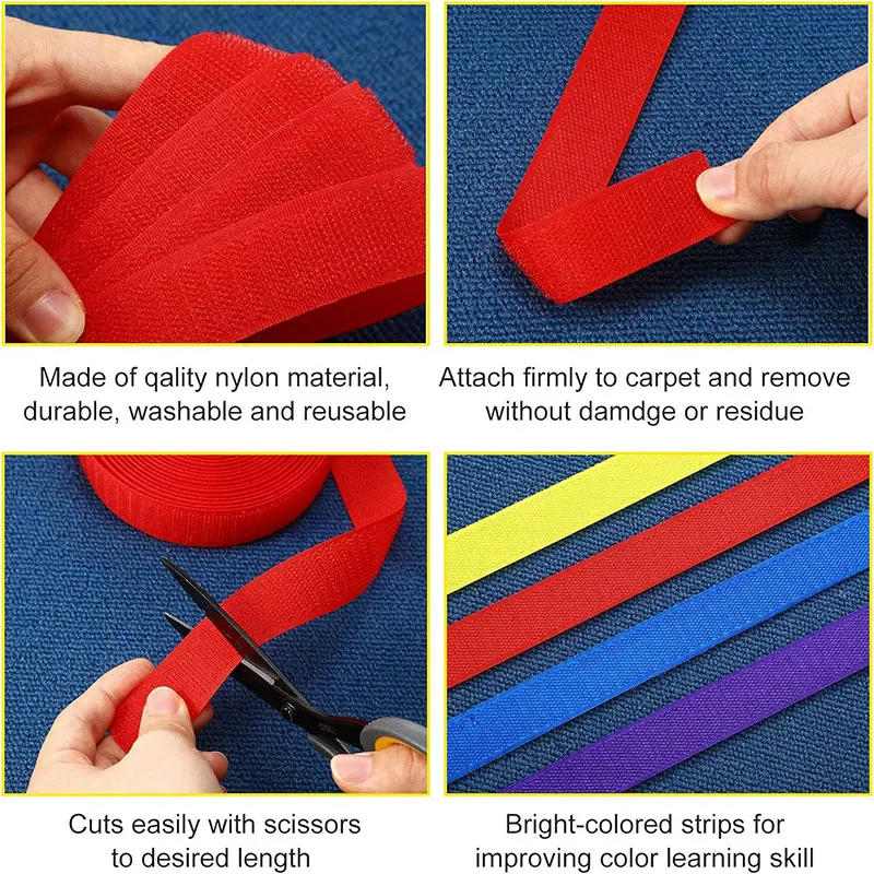 Description Picture 6 of item25Meter Sew on Hook and Loop Strips Fastening Nylon Fabric Tape Colorful Non-Adhesive Nylon Fastener Interlocking Tape 2cm Width