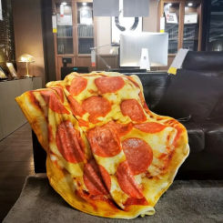 1pc Soft and Warm Pizza Print Flannel Blanket for All Seasons - Perfect for Couch, Sofa, Office, Bed, Camping, and Traveling