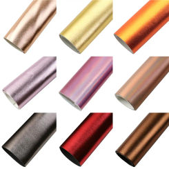 Solid Color Laser Glossy Metallic Faux Synthetic Leather Sheet For Bows Earrings Handbag DIY Vinyl Material Fabric