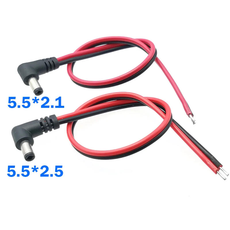 Description Picture 2 of item1pc DC Power connector 5.5 X 2.1mm / 2.5mm Male Plug Right Angled 90 Degree 5.5*2.1 5.5*2.5 Plug Connector With 18AWG Cable