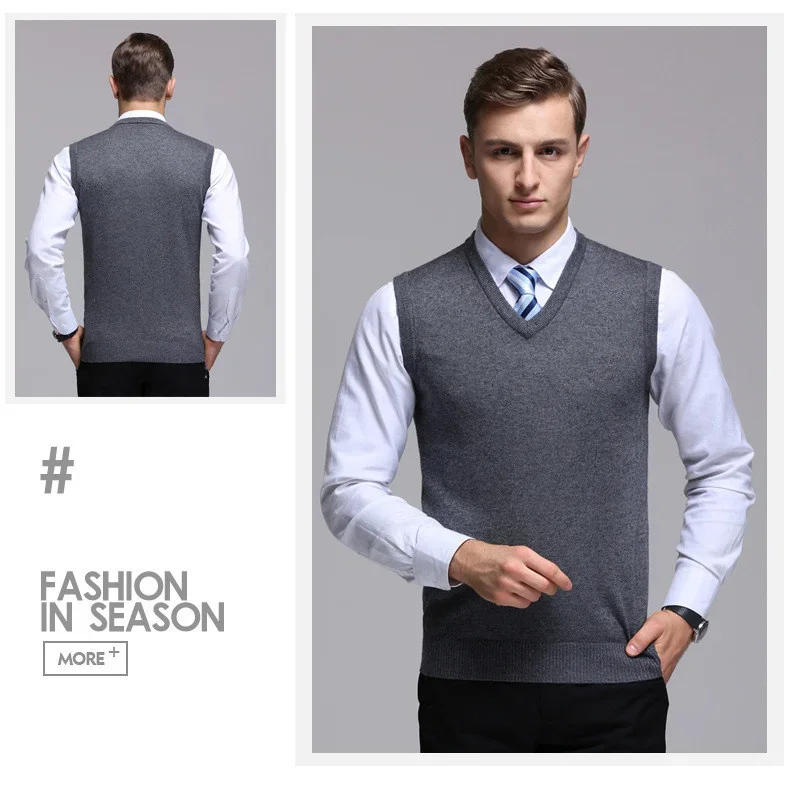 Description Picture 4 of itemBrand Men's Woolen Vest Base Sleeveless for Male Woolen V-neck Sweater Vest