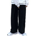 Men Straight Leg Pants Japanese Style Men's Loose Wide Leg Pants with Deep Crotch Elastic Waist Retro Casual Trousers