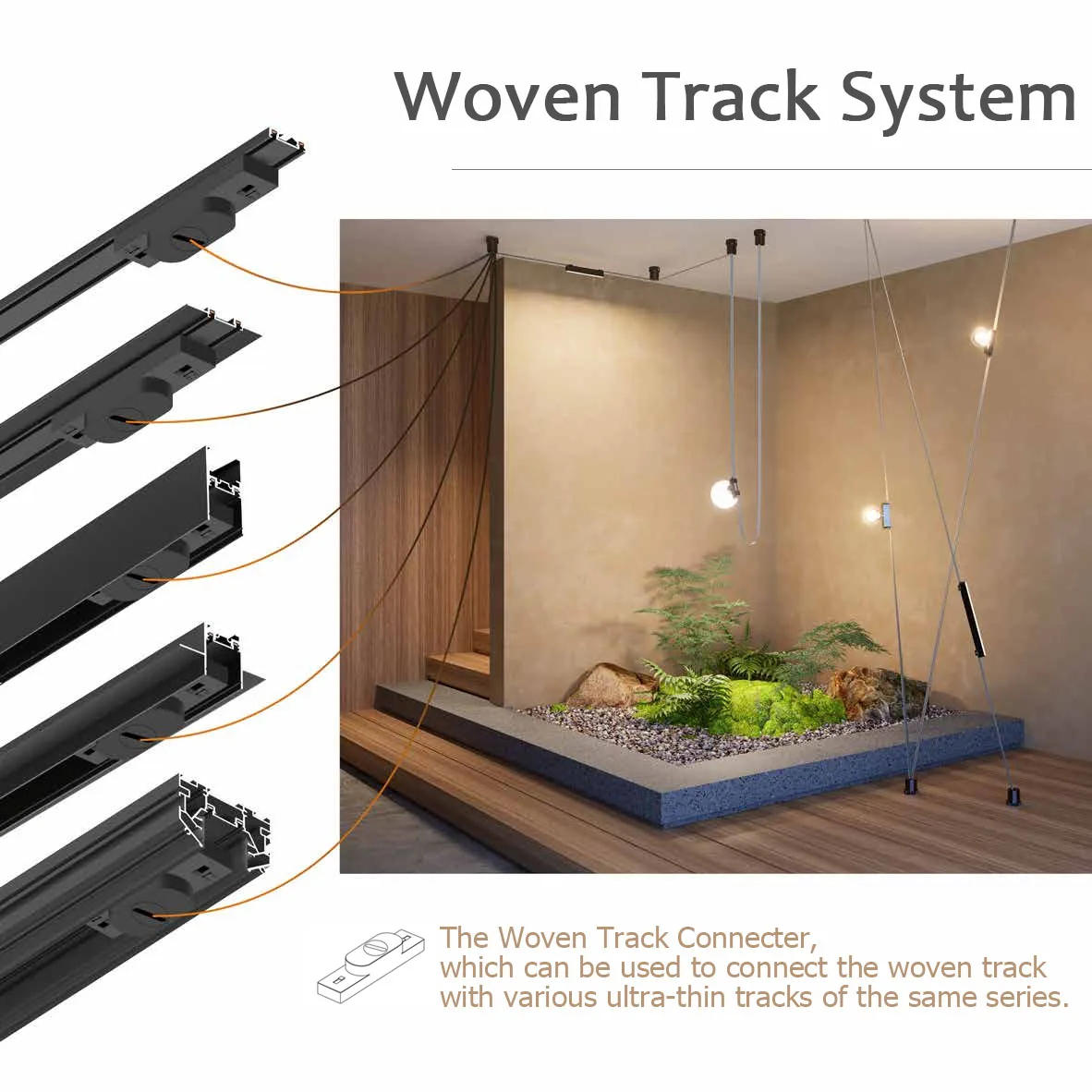 Description Picture 2 of itemUltra Thin Woven Track Led Light System Smart Tuya Zigbee Control Safe DC48V Black White Lamp Lighting for LivingRoom Bedroom