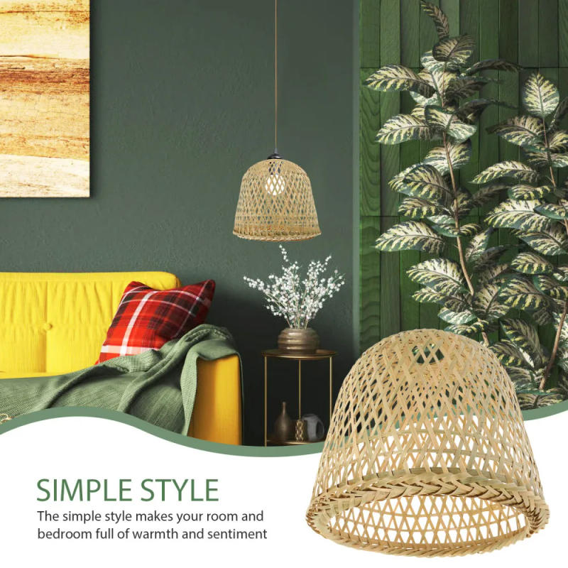 Description Picture 5 of itemBoho Bamboo Lamp Shade Vintage Night Stand Floor Light cover Table Lamp Pendant Light universal lamp shade home hotel decoration