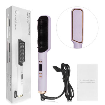 Hair Straightening Brush Fast Heating Comb Curling Iron Styler Electric Comb Straightener With LCD Display Multifunctional Comb