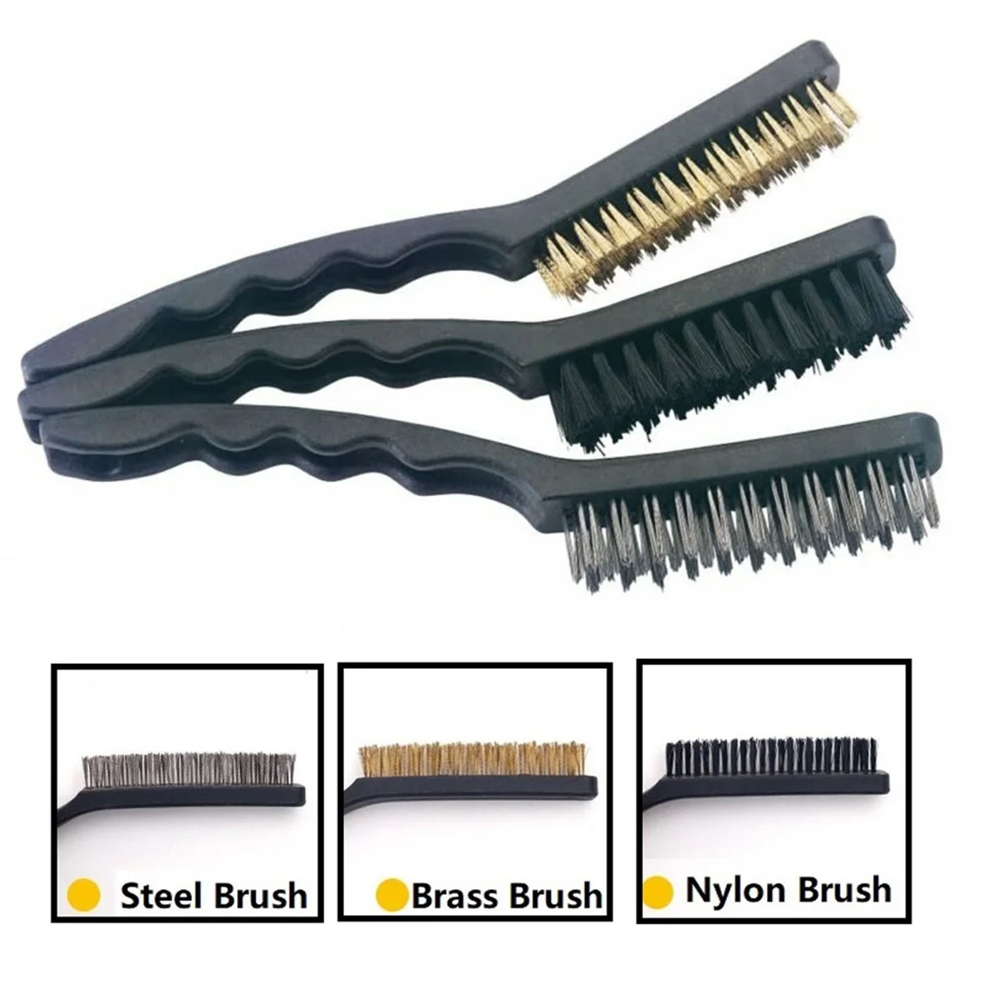 Description Picture 5 of item1pcs Mini Wire Brush Brass Nylon & Steel Brushes Rust Remover Cleaning Polish Grinder Clean Tools Home Kits