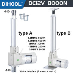 12V Motor Electric Linear Actuator 8000N 3000N 2000N 50MM 150mm 350mm 850mm 1000mm Stroke Telescopic push rod