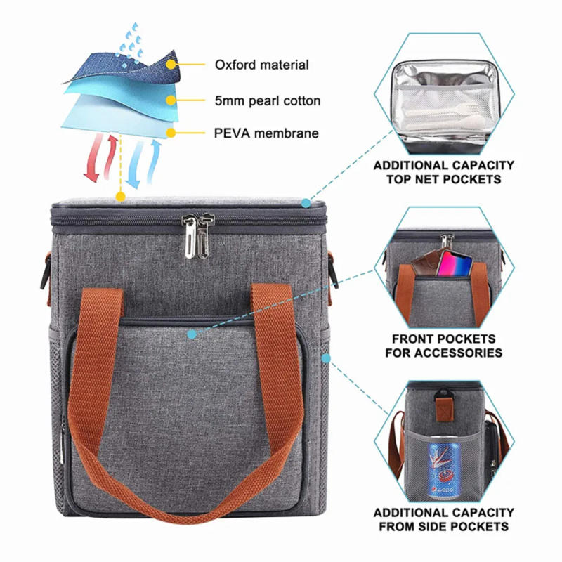 Description Picture 4 of item8L Picnic Bag Heat Preservation Refrigeration Lunch Box Cooler Bag for Camping BBQ Family School Work Outdoor Camping Travel