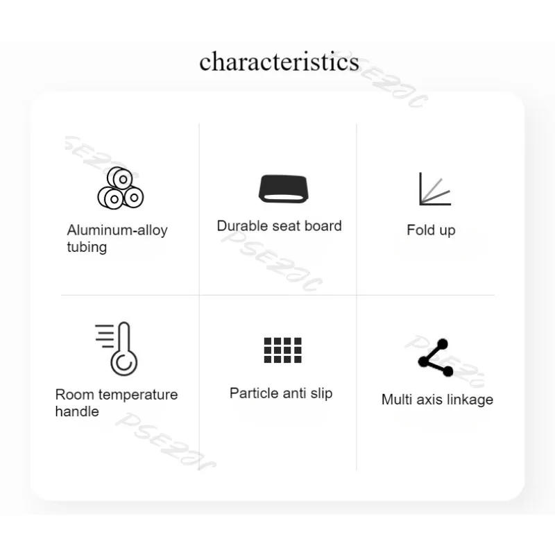 Description Picture 3 of itemToilet Bathroom Folding Safety Seat with Legs Shower Chair Shower Wall Stool Shoe Changing Stool Aluminum Alloy