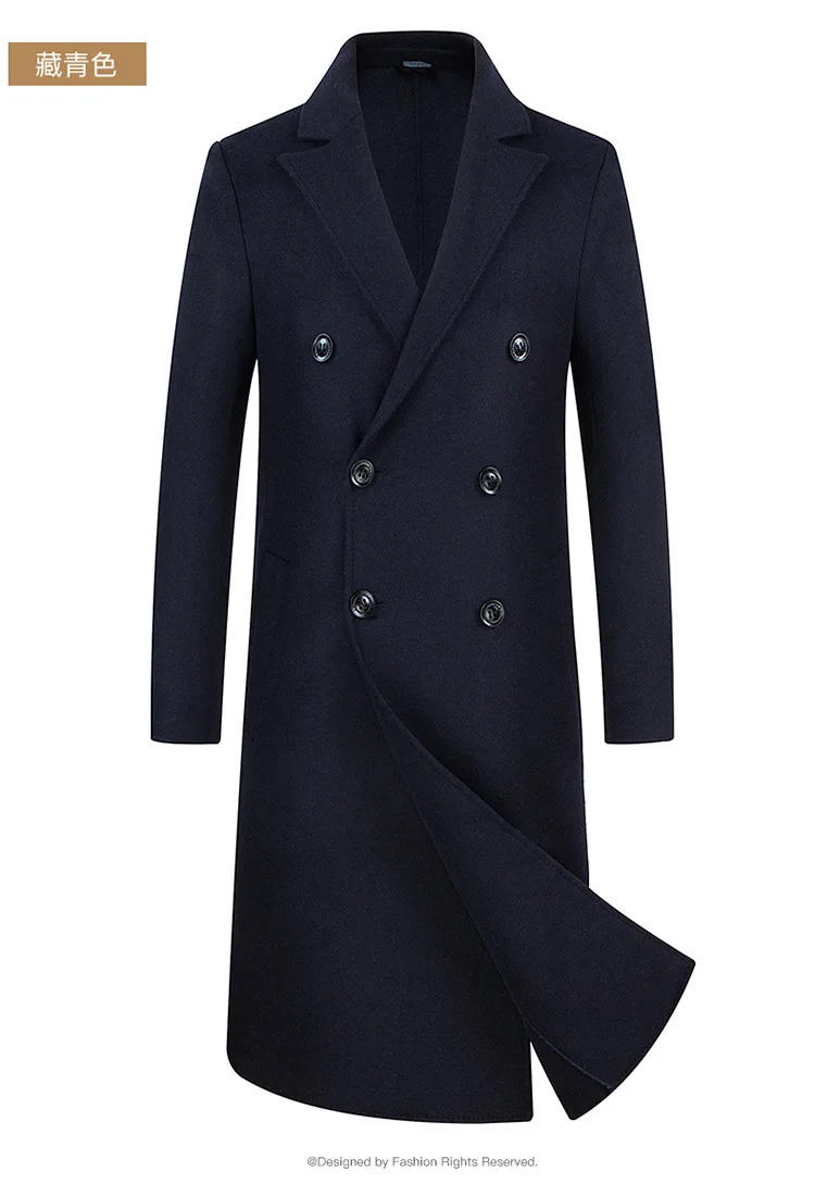 Description Picture 5 of itemWinter Wool Coat Men Business Casual Korean Fashion Long Trench Coat Men Solid Thick Double-breasted Wool Coats Outwear Men 2024
