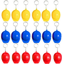 6/12/18/24pcs Construction Party Favors Mini Helmet Keychain Small Safety Hat Keyring Construction Themed Birthday Party Decors
