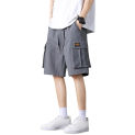 Loose Fit Shorts Men's Cargo Shorts with Drawstring Waist Multiple Pockets for Sporty Casual Wear Wide Leg Knee Length Trousers