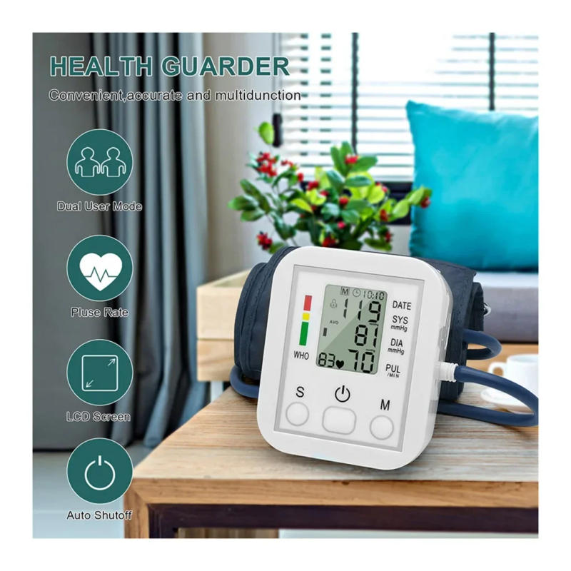 Description Picture 4 of itemEnglish Voice Digital Arm Blood Pressure Cuff Sensor Monitor BP Automatic Pressure Tonometer Tensiometer Heart Rate Pulse Meter