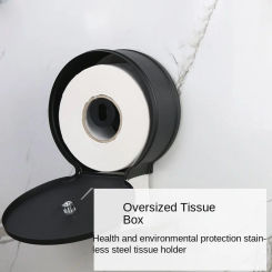 Stainless Steel Waterproof Tissue Box Hotel Toilet Tissue Holder Big Black Paper Box Household Bathroom Paper Holder Storage Box