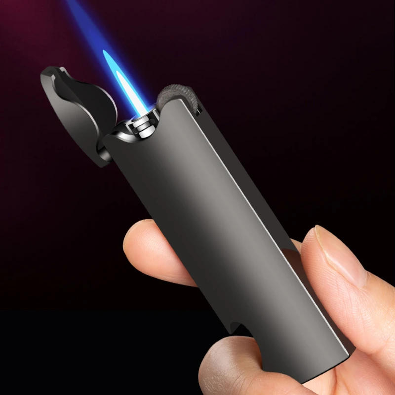 Description Picture 2 of itemNew Windproof Grinding Wheel Straight Tiktok Lighter Blue Flame Creative Mini Portable with Bottle Opener Gas Lighter Men Gift