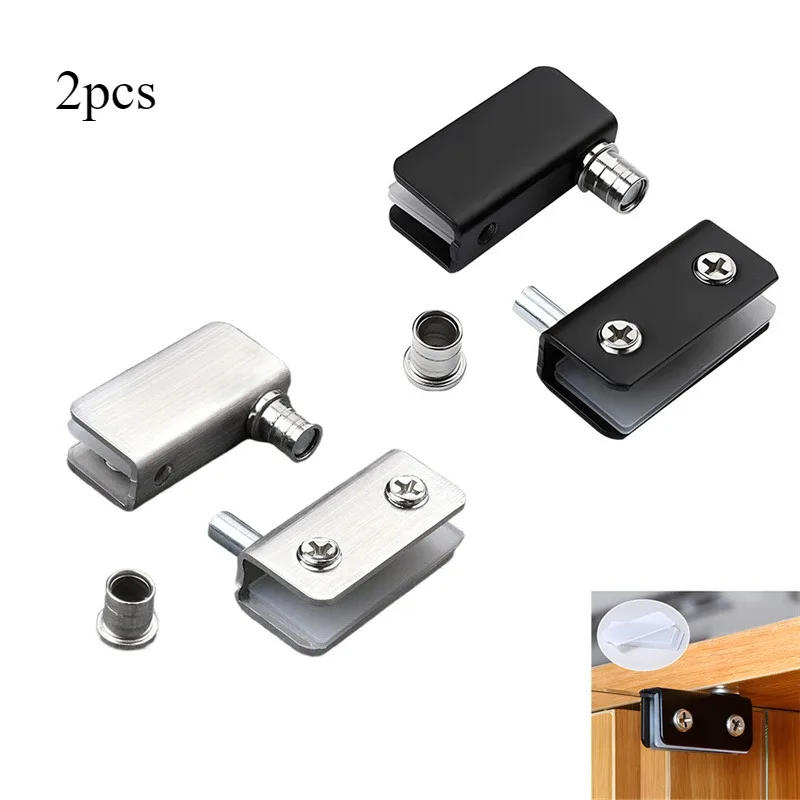 Description Picture 2 of item2pcs Shower Door Hinges Cabinet Glass Hinge Clamp Without Drilling Side Mounted Frameless Glass Door Upper And Lower Hinge