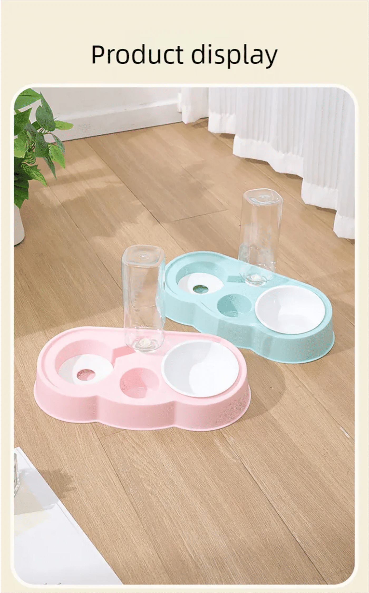 Description Picture 2 of itemPet Double Bowl Automatic Water Dispenser Cat Bowl Double Bowl Pet Supplies Small Cloud Combination Feeding and Water Dispenser