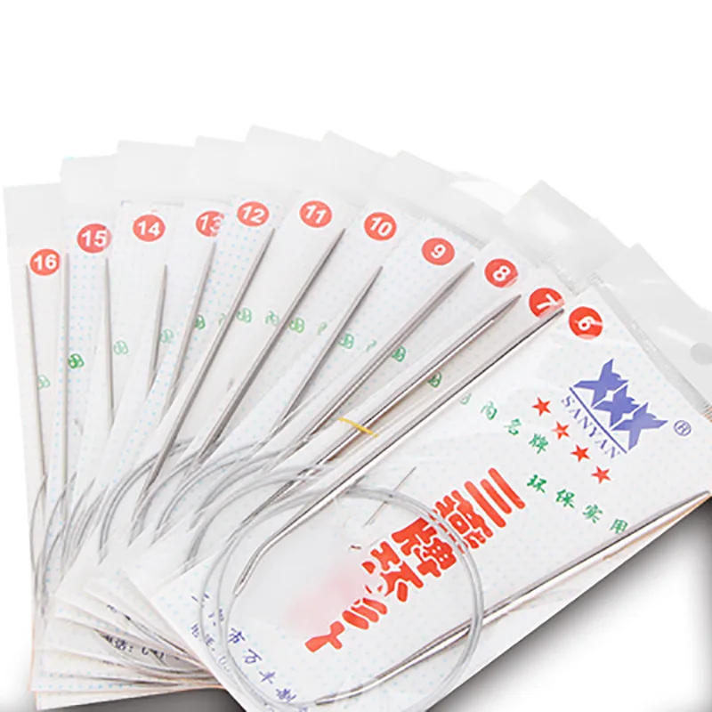 Description Picture 5 of item1pcs Metal Circular Knitting Needles Set Stainless Steel Yarn Crochet Needle for Babies Sleeves Socks Weaving Tool Accessories