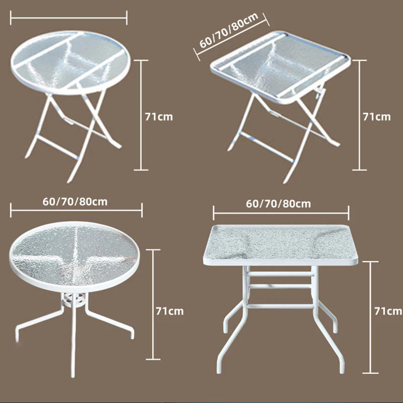 Description Picture 2 of itemModern Simple Patio Furniture Outdoor Folding Table and Chairs Garden Balcony Leisure Table Backrest Chair Glass Coffee Table
