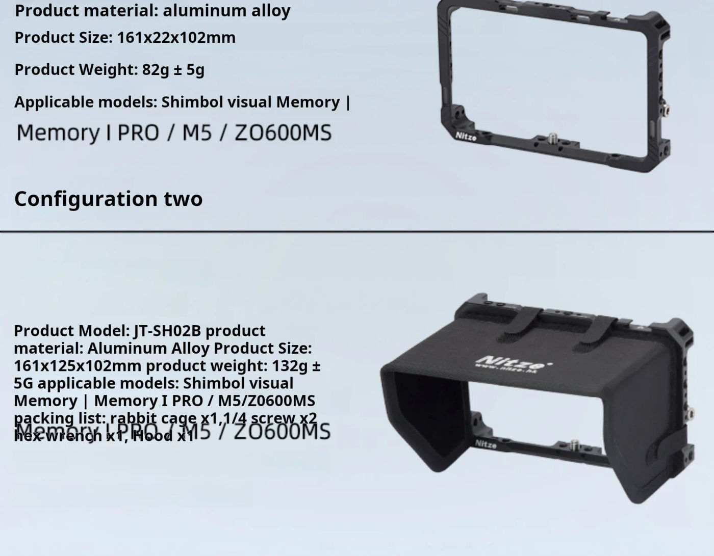 Description Picture 4 of itemNITZE Monitor Cage parts For Shimbol M5/ Z0600S MemoryI/ PRO JT-SH02A JT-SH02B