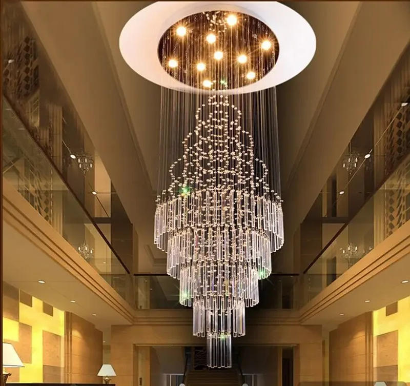 Description Picture 4 of itemModern LED Staircase Crystal Chandelier Hotel Restaurant K9 Crystal Lamp Villa Large Living Room Chandelier Home Lighting