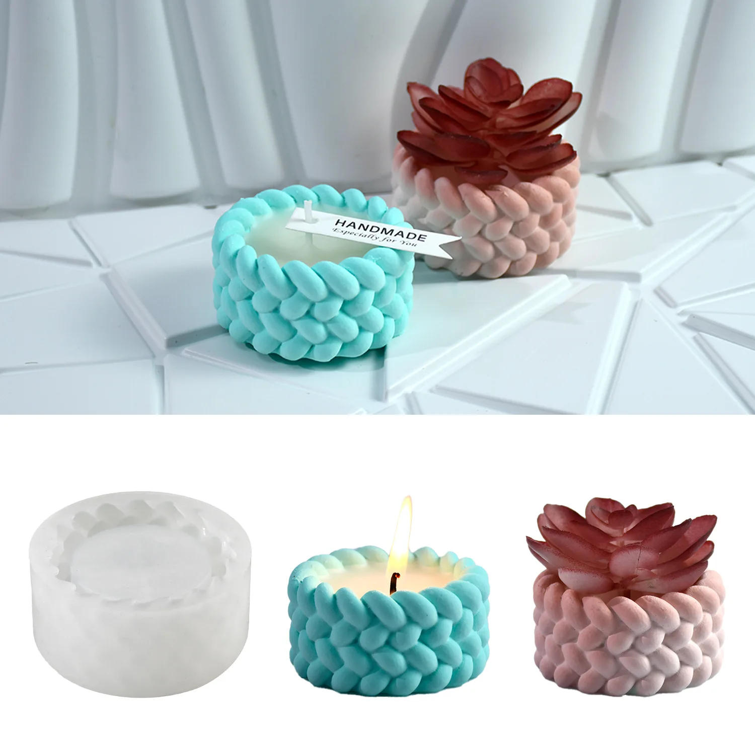 Description Picture 2 of itemHemp Rope Candle Cup Silicone Mold DIY Cement Gypsum Resin Clay Craft Storage Box Mould Succulent Flower Pot Home Decor Molds