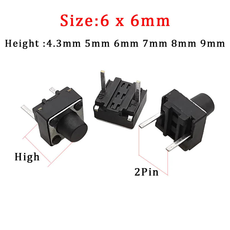 Description Picture 4 of item20/50/100Pcs Micro Tactile Switch Momentary Tact DIP Switch 2Pin 6 x 6mm Micro Touch Push Button Switch High 5mm 6mm 7mm 8mm 9mm