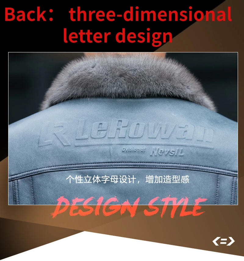 Description Picture 3 of itemNatural Leather Jacket Men's Genuine Leather Down Jackets Winter Coat Men Short Real Sheepskin Mink Fur Jacket Thick Outwear FCY