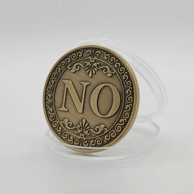 Description Picture 4 of item1PC Bronze Yes or No Commemorative Coin Souvenir Non-currency Coins Game Prop Challenge Coins Collection Decoration Crafts