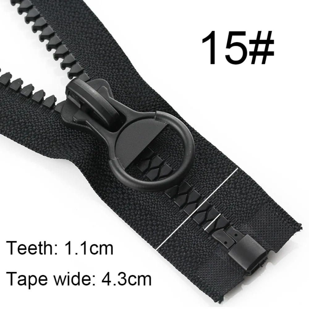 Description Picture 4 of item8# 15# Black Resin Open-End Zippers Heavy Duty Single Zipper for Down Jacket Coats Tailoring Sewing Supplies Accessories