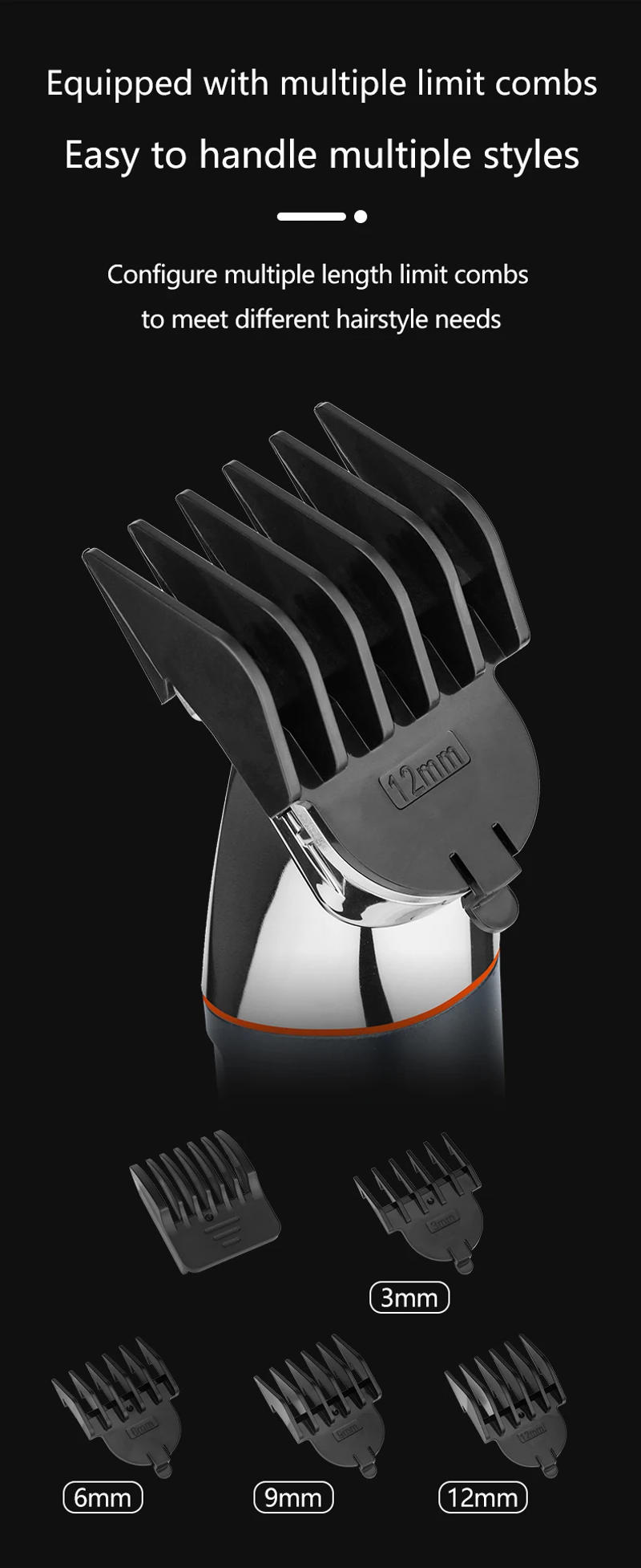 Description Picture 6 of itemHIENA Hair cutting machine Hair Clippers suit Hair cutting Electric Machines for home machine men's hair  Carving professional