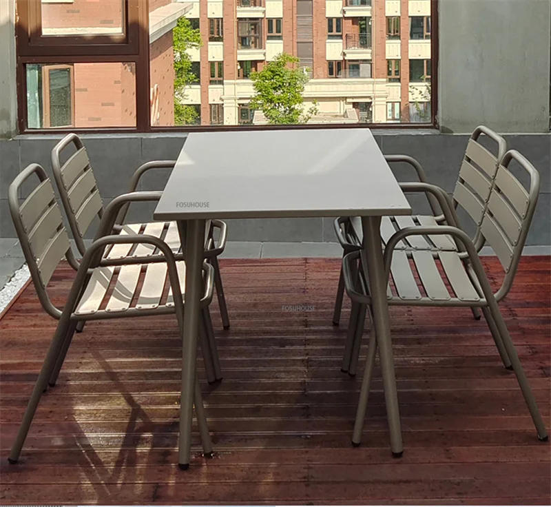 Description Picture 4 of itemNordic Light Luxury Aluminum Round Table and Chairs Set Outdoor Furniture Outdoor leisure Courtyard Garden Patio Furniture Set Z