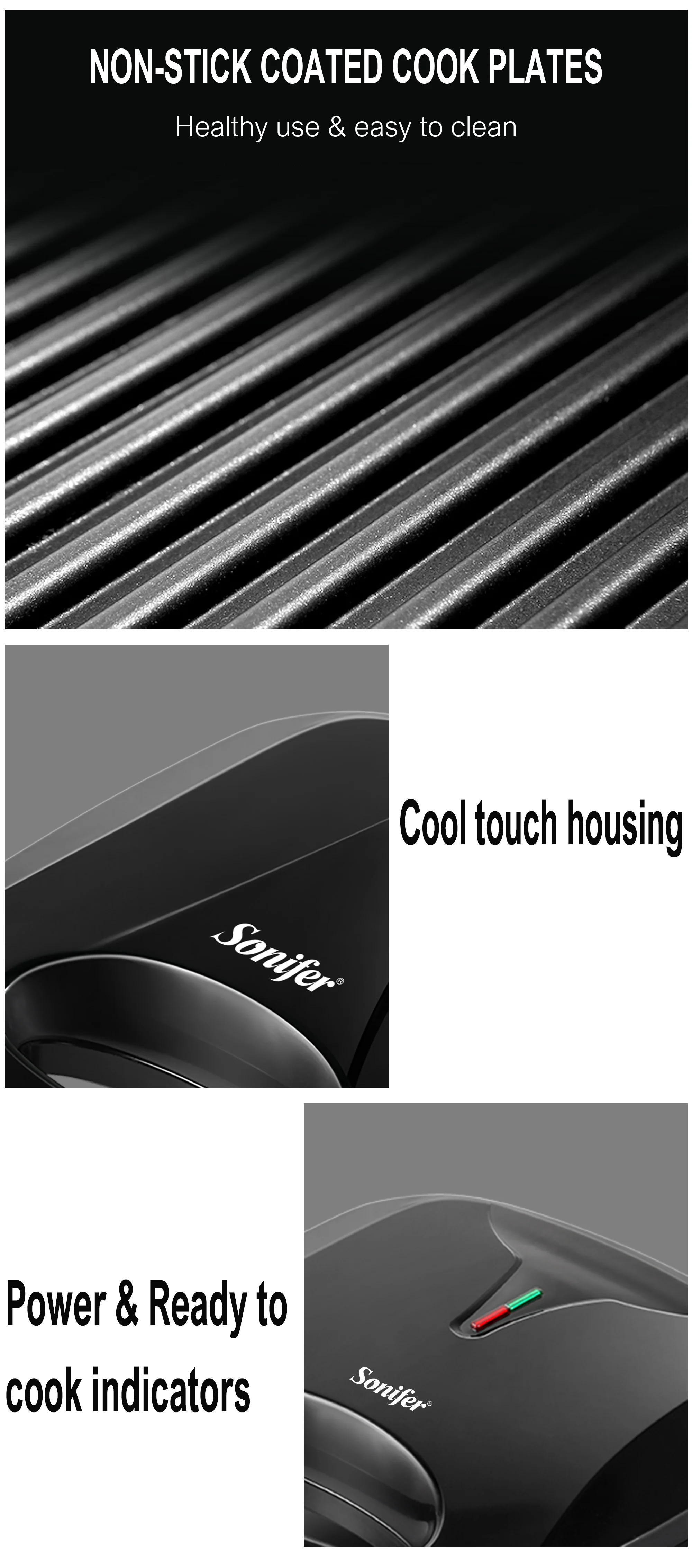 Description Picture 6 of itemElectric Sandwich Maker Panini 750W Waffle Maker Cooking Kitchen Appliances Breakfast Waffles Machine Non-stick Iron Pan Sonifer